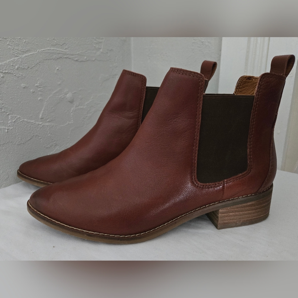 Lucky Brand Leather Lufti Chelsea Boots, Brown, Size 9